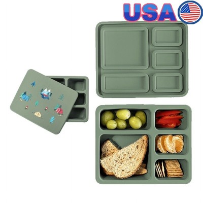 Bento Lunch Box Kids Leak-proof Silicone Container Dishwasher Safe Eco-friendly