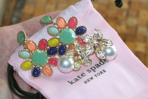 Kate Spade Amalfi Mosaic Earrings multi chandelier & Norstrom flower/pearl lot 2 - Picture 2 of 10