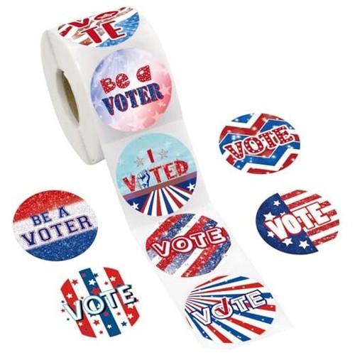 500 Pcs Vote Stickers Roll Glitter White Red Blue Self Adhesive Labels