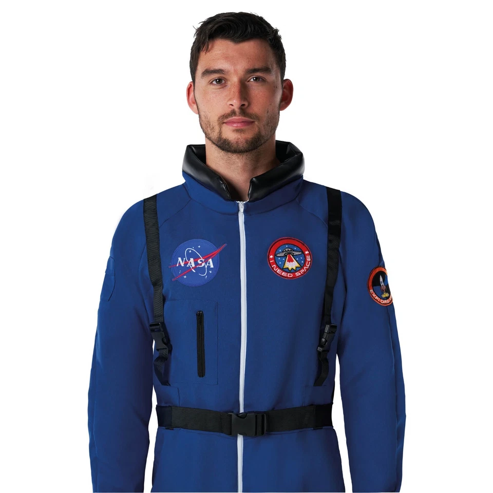 Fantasia masculina de astronauta azul adulto NASA Spaceman Space Suit M - XL Halloween - Imagem 2 de 4