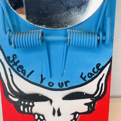 Steal Your Face Grateful Dead Hand Made Mousetrap Mirror Decor Deadhead Skull - Picture 6 of 12