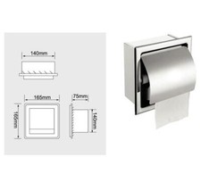 Stainless Steel Recessed Toilet Paper Holder Waterproof Cover Wall Mount