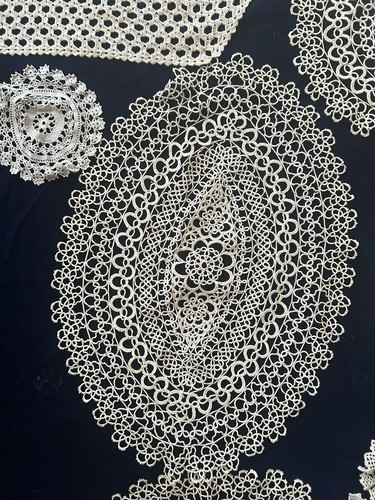 Vintage Lace And Crocheted Doily Doilies Runner Lot - Bild 6 von 12