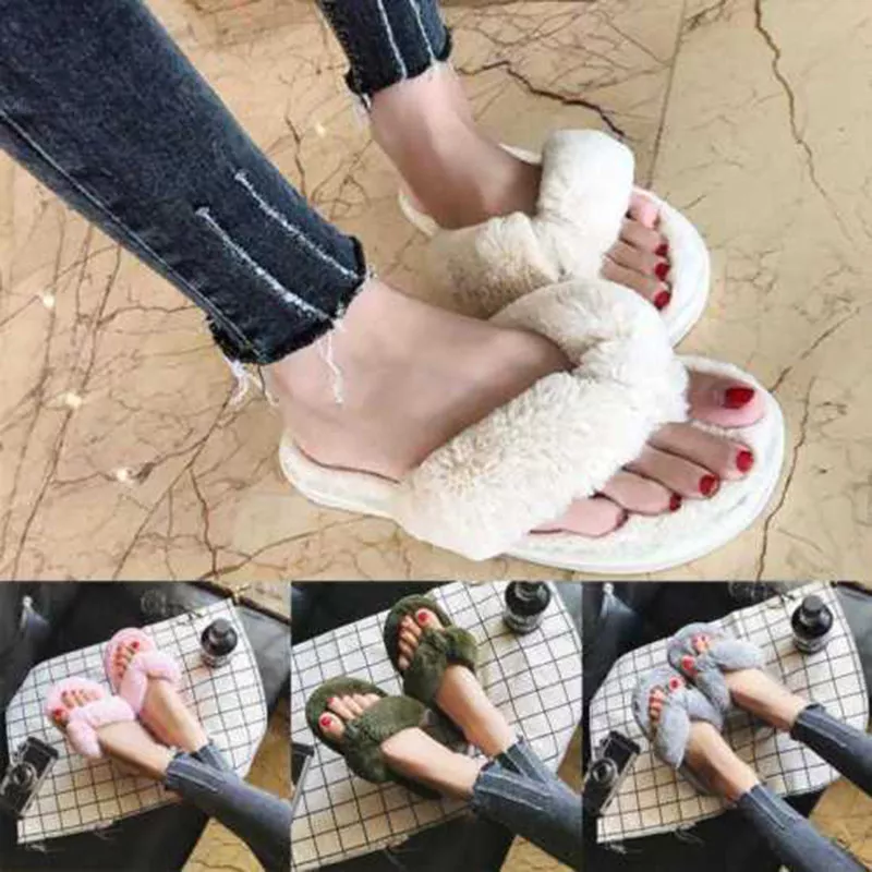 Fuzzy shop thong slippers