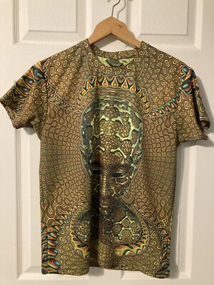 Womens Rare Space Tribe All Over Psychedelic 2-Sided Alien Women Top Size Medium