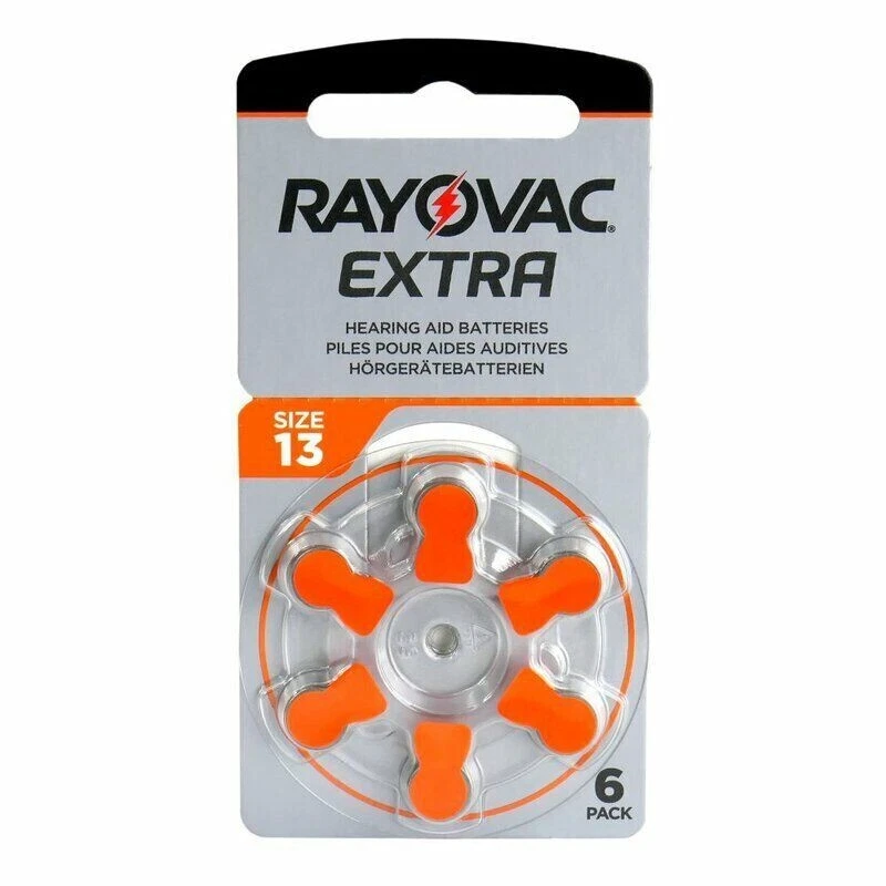 Rayovac Size 13 Hearing Aid Batteries 30 & 60 Pack PR13, DA13N6, DA13, Orange