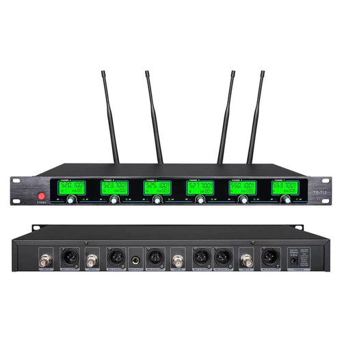 Wireless Microphone System UHF Profession 6 Channel Lavalier 6 Bodypacks Headset - Picture 3 of 6
