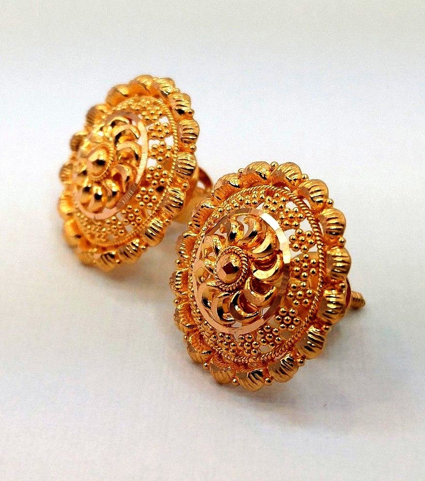 OSTKAKA ★ FEMINA EARRING GOLD [正規品/関税込] Luxurious 22k Gold stud handmade Earrings 22kt Fine Gold
