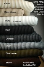Rib Cuff Waist band Fabric,Chunky Stretch Knitted, 1 Meter Length,100cms Wide
