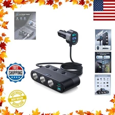 9in1 3Way Car Cigarette Lighter Socket Splitter Fast Charger Adapter LED Voltage