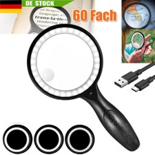 60 Fach Lupe Leselupe LED mit Licht Beleuchtung Vergrößerungsglas Juwelierlupe