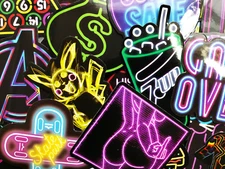 50 Variety Neon Style Stickers Decals For Phone Laptop Decoration Fun Colorful 