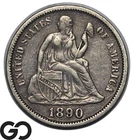 1890 Seated Liberty Dime, Choice AU