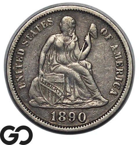 1890 Seated Liberty Dime, Choice AU