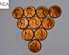 (10) 1950-S Lincoln Wheat Penny Cent Set/Lot ~ Gem BU Red ~ Partial Roll ~ ZWL81