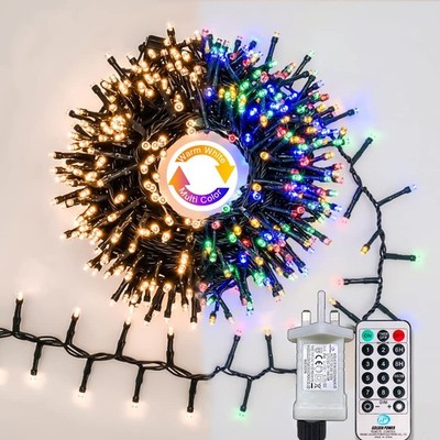 Gresonic Weihnachtsbaum Lichterkette 500 LED 10m/32,8ft warmweiß bis bunt