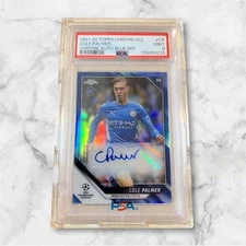 2021-22 Topps Chrome UEFA #CA-CP Cole Palmer Blue Refractor Auto /150 RC PSA 9