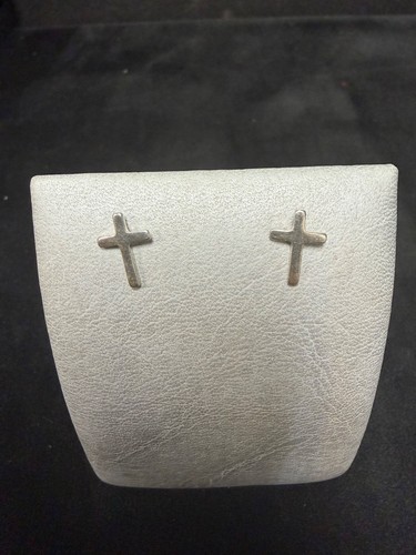 Modern Sterling Silver Cross Earrings