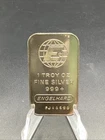 Vintage U.S. 1980s Big E Engelhard Bar One Troy Ounce .999 Fine Silver