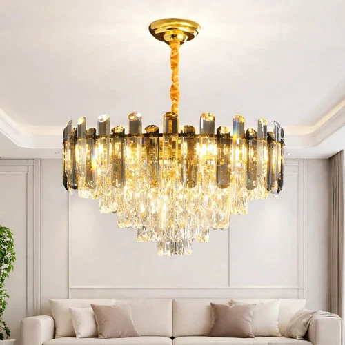 Modern Gold Crystal Chandelier 28 - 60cm Ceiling Pendant Light Sizes Living Room