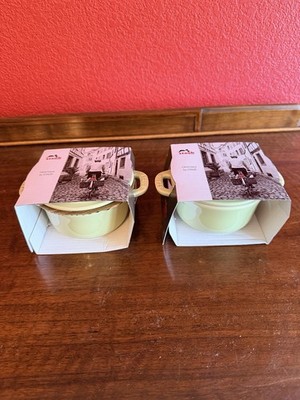 Pair STAUB La Cocotte Mini Dutch Oven Stoneware, Light Green 0.25 Quart NEW