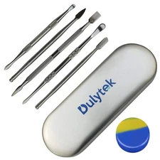 Dulytek 6-Piece Wax Carving & Collecting Tool Set with Silicone Jar & Metal Case