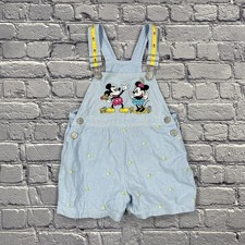 Vintage Mickey  Co Shortalls Girls Size 4 Blue Mickey  Minnie Mouse Embroidery