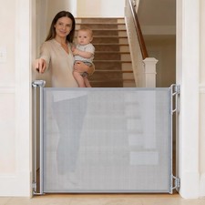 SPACEANY Retractable Safety Baby Gate or Mesh Dog Gate,Durable 45" Wide, Gray