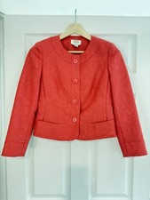Talbots Petites Red Floral Woven Blazer Size 4 Single-Breasted Lined Long Sleeve