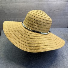 Women's Wide Floppy Brim Straw Hat Brown Woven Beach Sun Hat with Wrapped Band