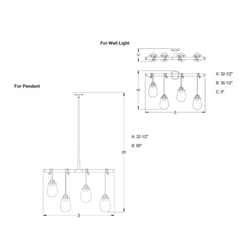 Kassidy 4-Light Pendant in Industrial and Linear Style 16 Inches Tall and 32.5 - Picture 4 of 5