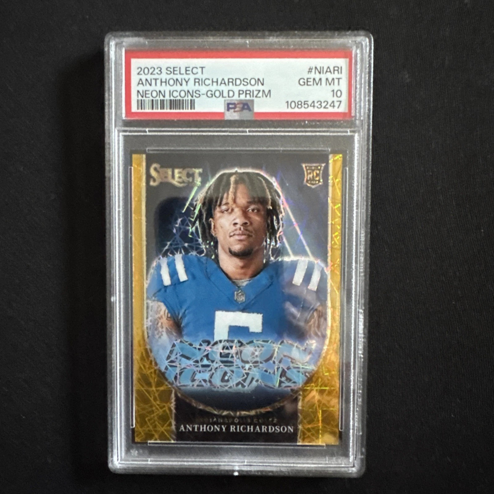 Anthony Richardson Panini Select Neon Icons #NIARI Gold Prizm