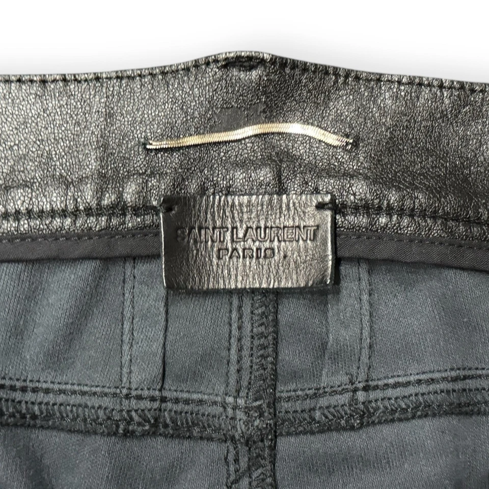 Pantalones Pantalones De Colección YSL Yves Saint Laurent Cuero Negro 34x32 Foto 3 de 4