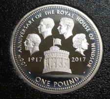 HOUSE OF WINDSOR 100th Anniversary Sterling Silver Proof  £1 COIN TDC 2017 + CoA