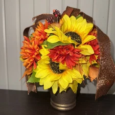 Fall Decor Table Piece Autumn Thanksgiving Artificial Floral Arrangement 12”