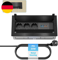 Versenkbare Steckdose Mit 2X USB-C PD 30W, 3-Fach, Aluminium | 2X USB-A QC 18W,