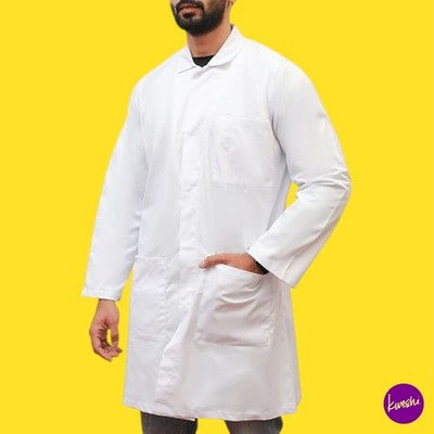 PERKIN Unisex Professional Lab & Work Coat, Twill, White, UK M | EU 50 | US M