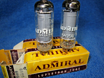 NIB Pair 6AQ5A Admiral by GE Tubes 6AQ5 6005 EL90 6095 6HG5