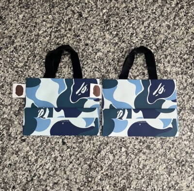 (2) A Bathing Ape Small Shopping Bags Premium Paper Bape Nigo 10.5  Camo Gift