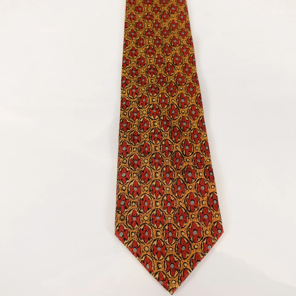 Diseñador Cuello Corbata Para Hombres Naranja Floral Seda Naturaleza Traje Vestido JOSEPH ABBOUD ITALIA Foto 4 de 4