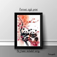 PANDA ANIMALS  A4 PRINT PICTURE POSTER WALL  ART HOME DECOR UNFRAMED  NEW GIFT