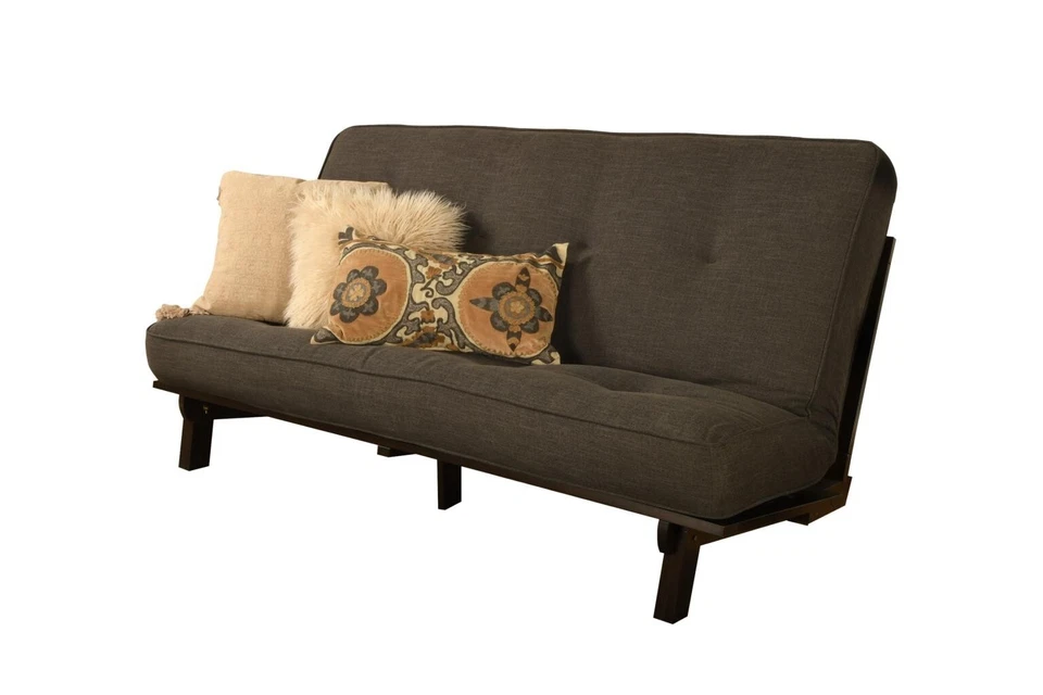 Marco de futón Carson - Madera maciza tamaño completo con colchón de futón tapizado de 7" Foto 3 de 4