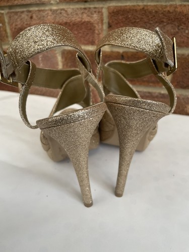 Gorgeous Women's Gold Evening Party Stiletto High Heel Open Toe Shoes UK 7 EU 40 - Picture 9 of 10