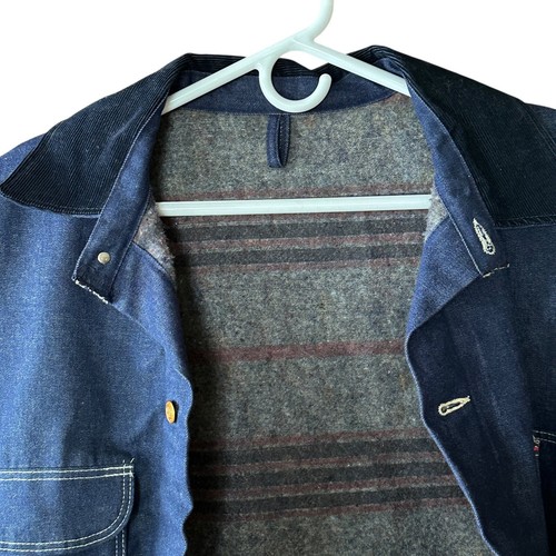 Wrangler Blue Bell Denim Trucker Chore Jacket Mens 44 Blanket Lined Vintage - Picture 4 of 10