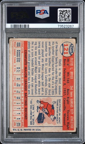 1957 Topps Baseball Cletis Boyer #121 PSA 2 73523267 - Picture 2 of 3