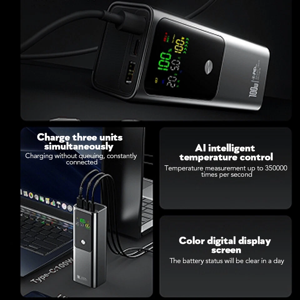 9000000mAh 100W Powerbank Externer Batterie Ladegerät USB C Für Alle Handy - Bild 4 von 4