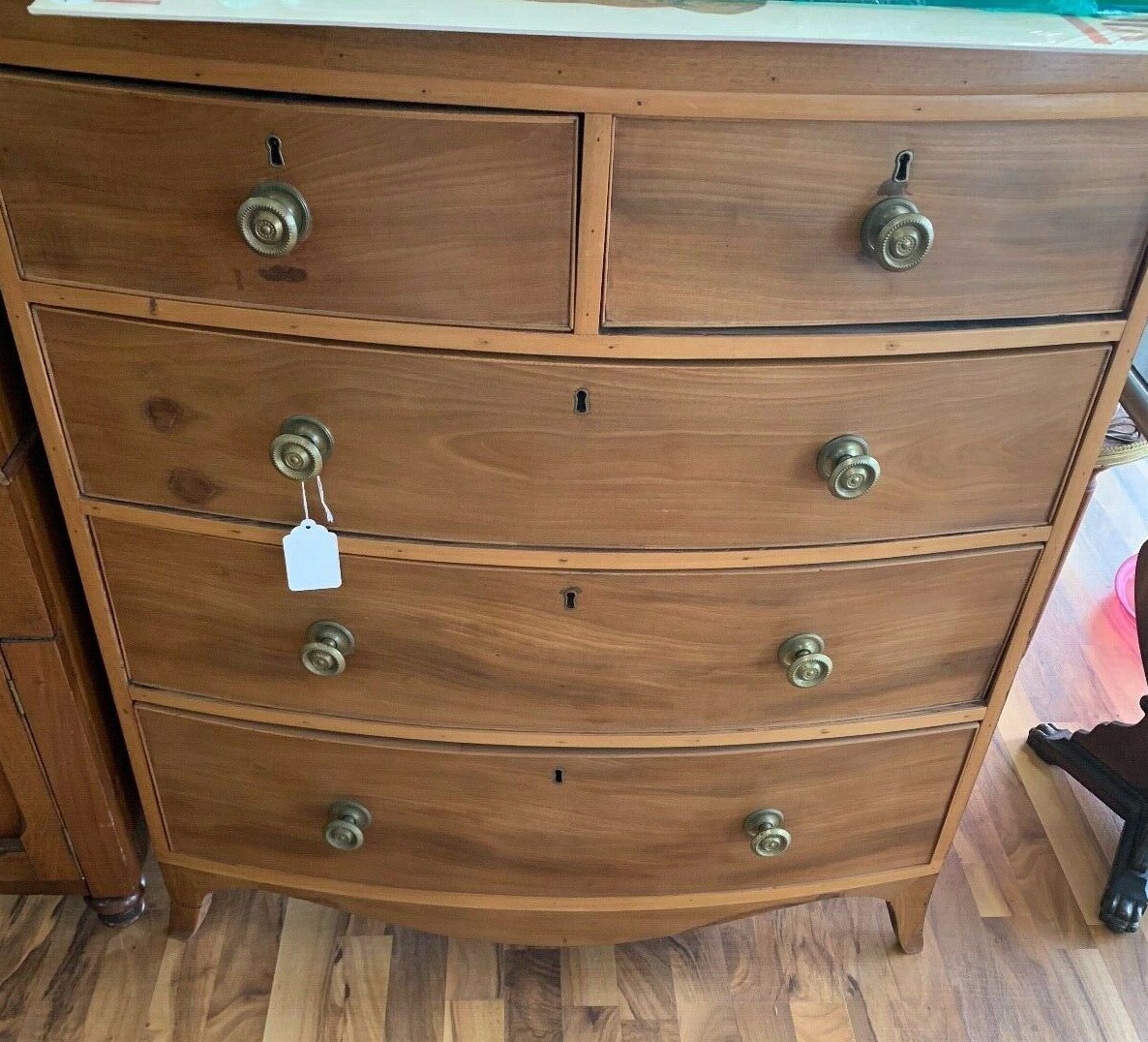 Vintage 5 Drawer Bow Front Chest Dresser | eBay