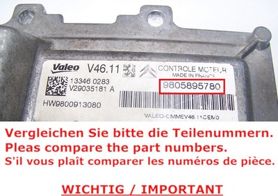 PEUGEOT CITROEN Engine ECU V29035181A 9805895780 Hw9800913080 With 