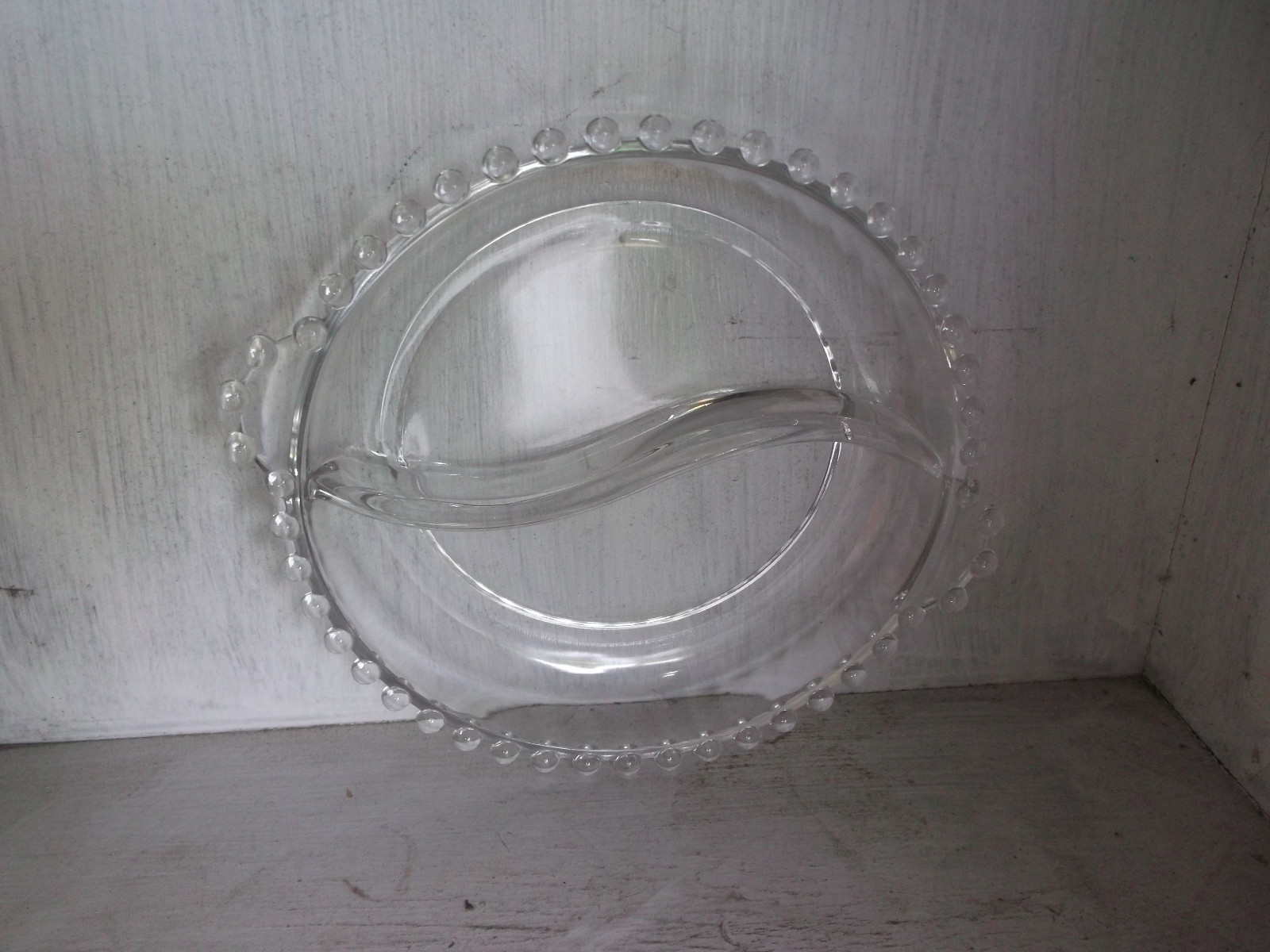 Imperial CANDLEWICK 6 1/2" Divided Candy Nut Condiment Dish Tab Handles