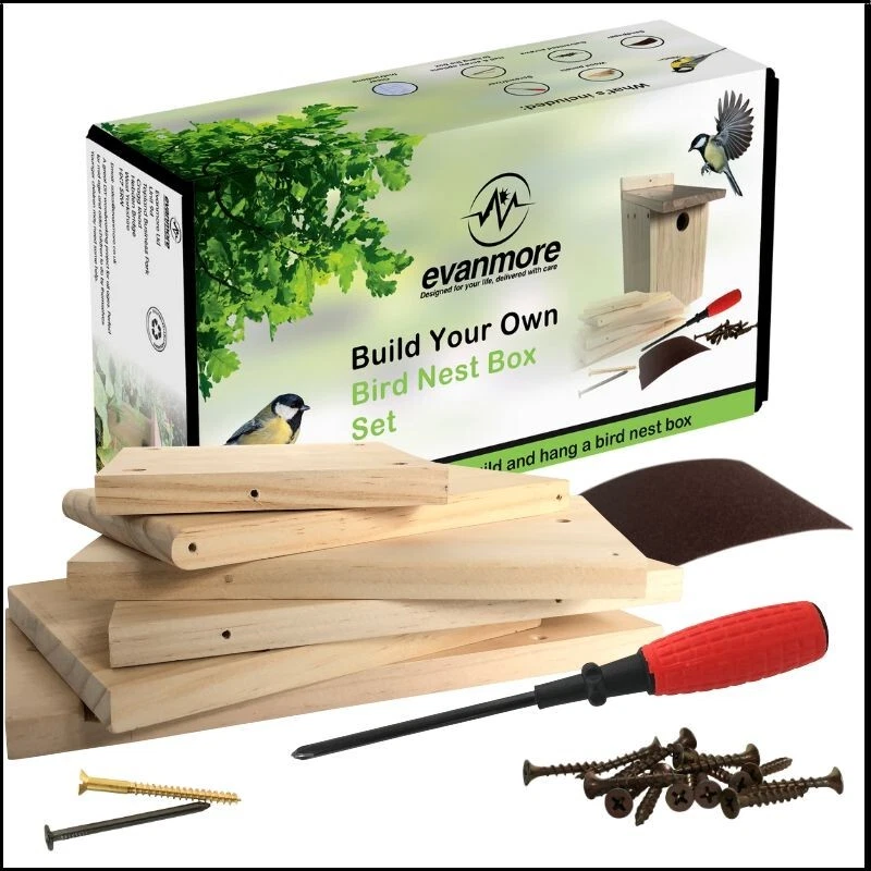 Construye tu propio juego de caja para pájaros kit hágalo usted mismo nido de pájaros casa regalo madera para niños nuevo